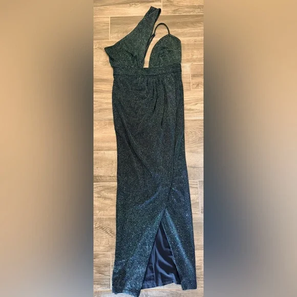 Michael Costello Jacoub Glittering One-Shoulder Dress